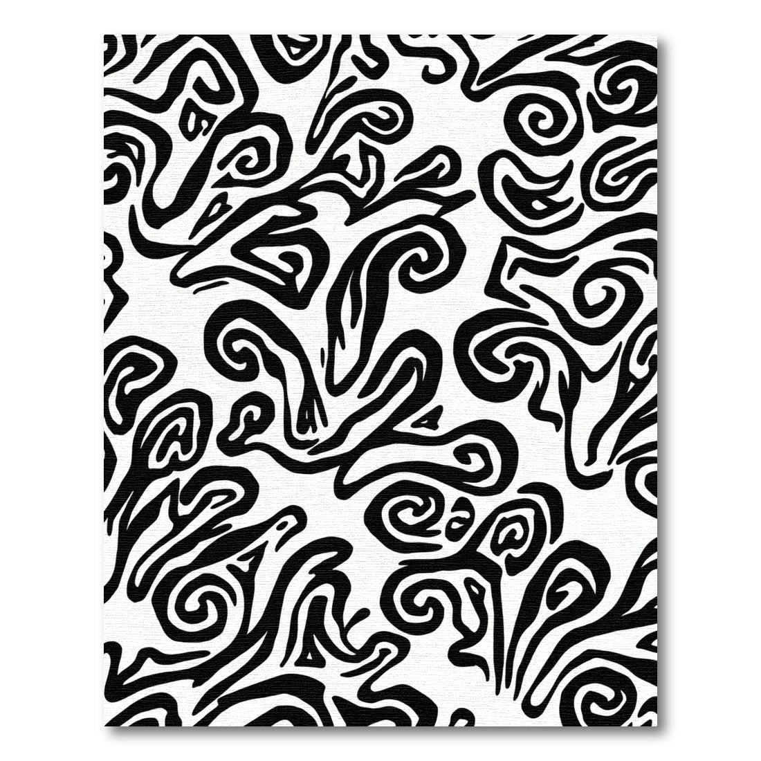 Black White Abstract Whirling Swirls Rug