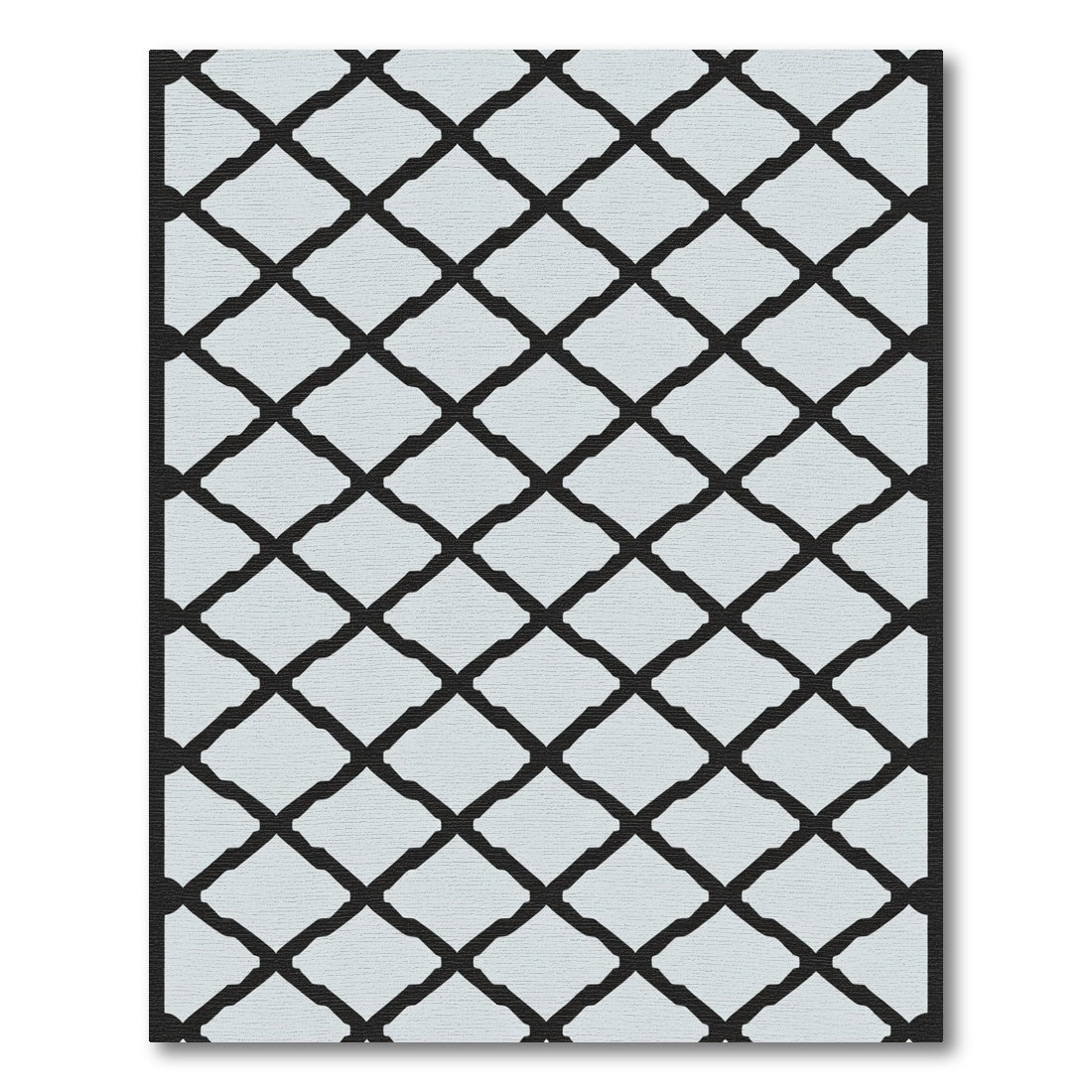 Monochrome Intersecting Diamond Grid Rug