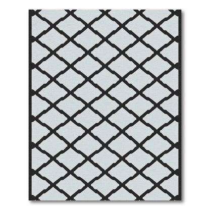 Monochrome Intersecting Diamond Grid Rug