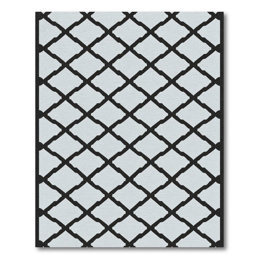 Monochrome Intersecting Diamond Grid Rug
