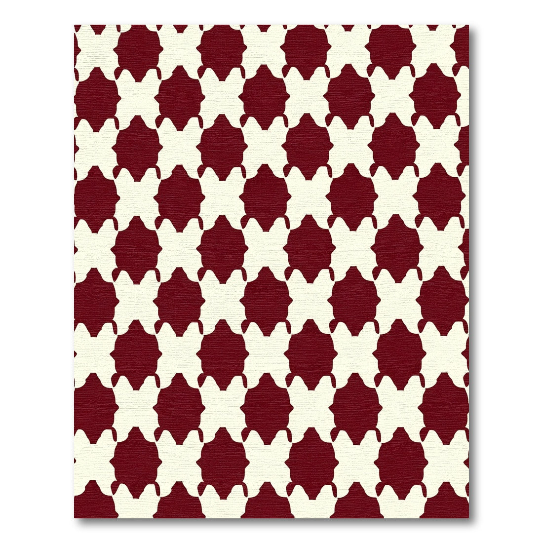 Deep Red Ivory Quatrefoil Repeat Rug