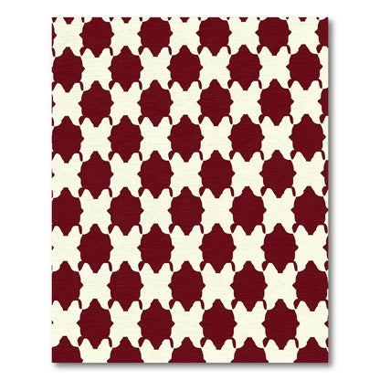 Deep Red Ivory Quatrefoil Repeat Rug
