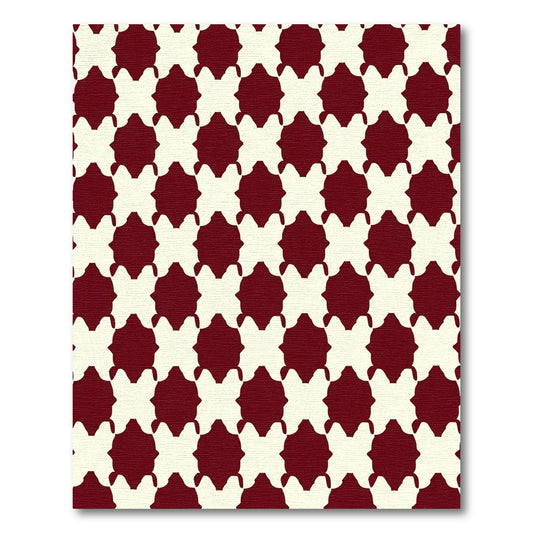 Deep Red Ivory Quatrefoil Repeat Rug