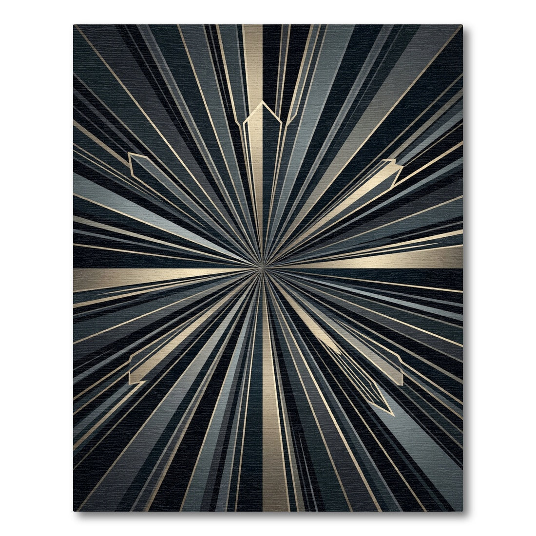 Golden and Gray Geometric Burst Rug