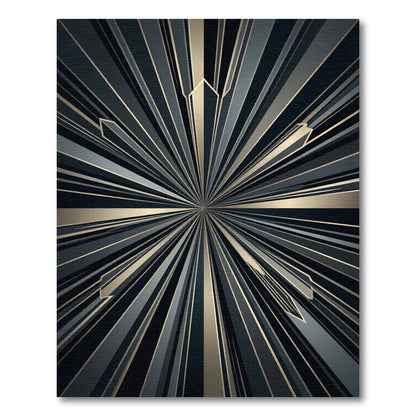 Golden and Gray Geometric Burst Rug