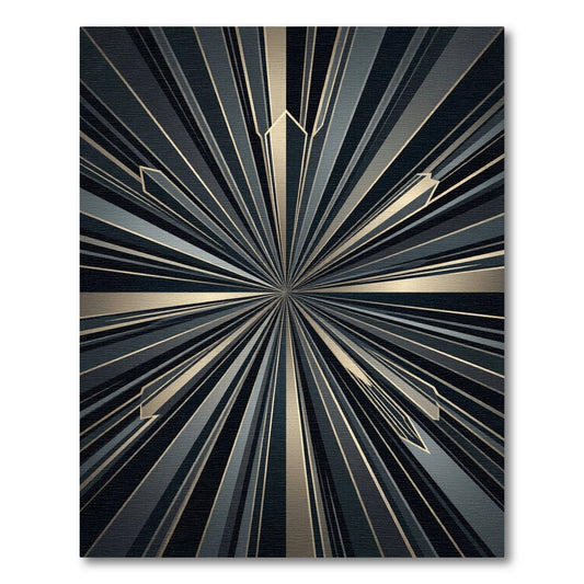 Golden and Gray Geometric Burst Rug