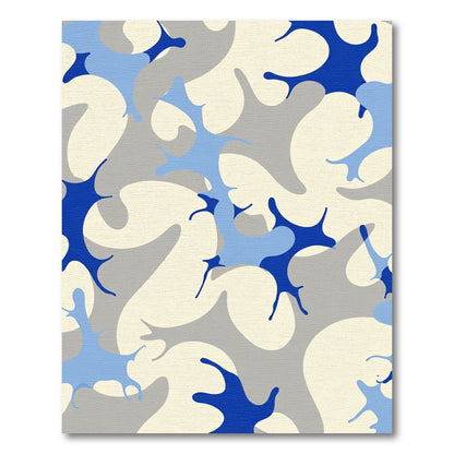 Blue Gray Abstract Organic Splatter Rug