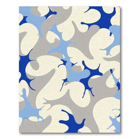 Blue Gray Abstract Organic Splatter Rug