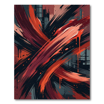 Crimson Swirl Abstract Urban Splash Rug