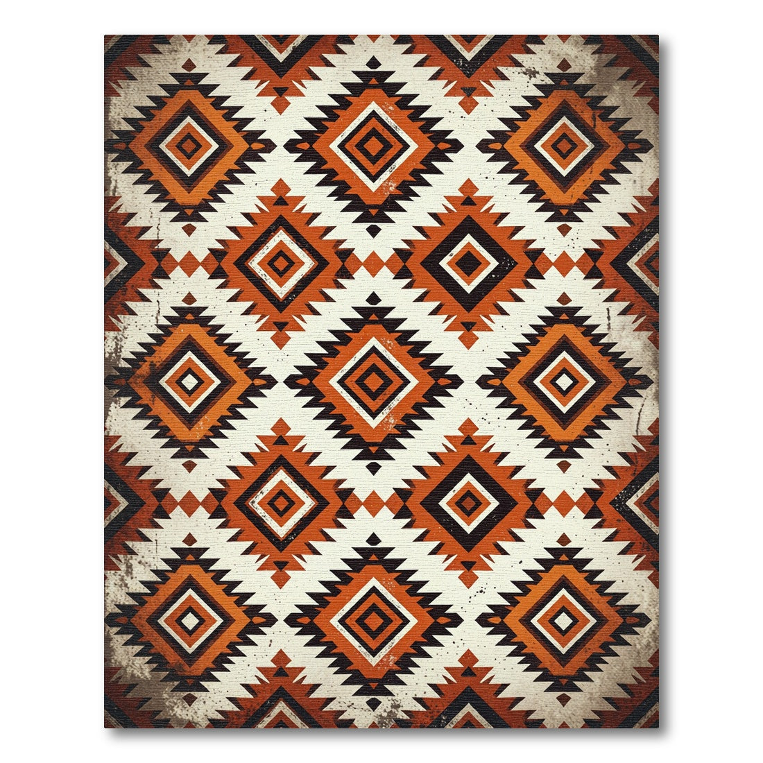 Earth Toned Geometric Diamond Rug
