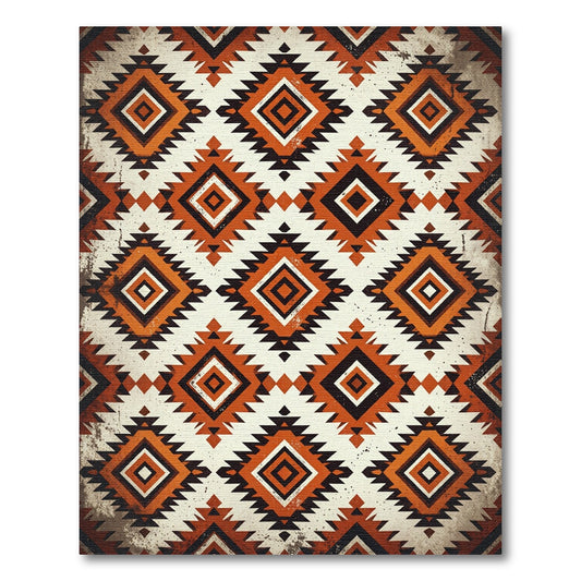 Earth Toned Geometric Diamond Rug