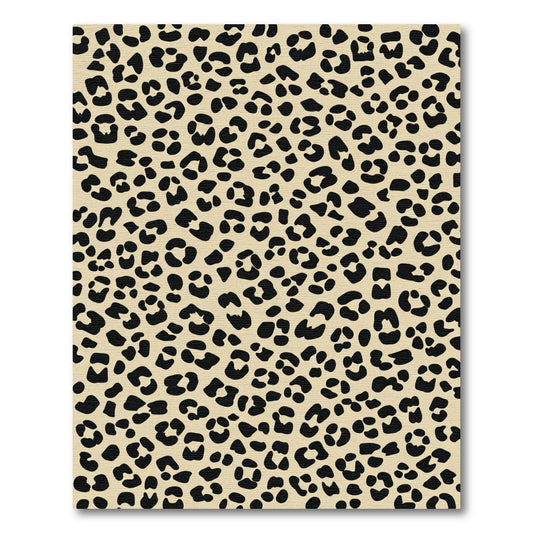Classic Black Beige Leopard Spots Rug
