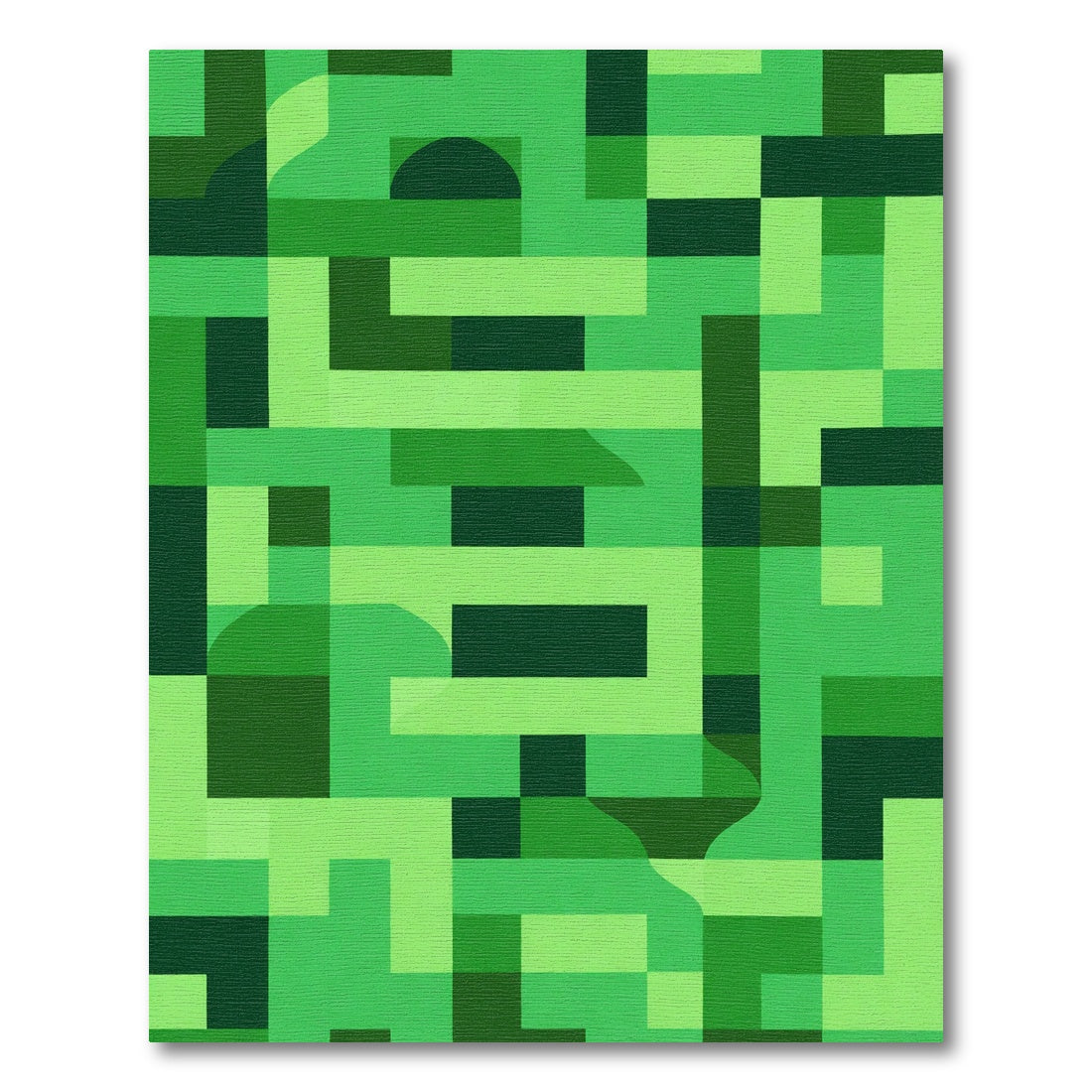 Verdant Abstract Geometric Mosaic Rug
