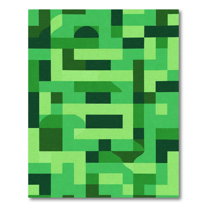 Verdant Abstract Geometric Mosaic Rug