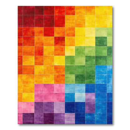 Rainbow Spectrum Grid Area Rug