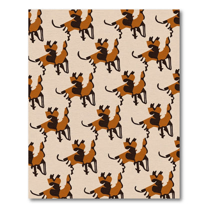 Brown Black Dog Abstract Pattern Rug