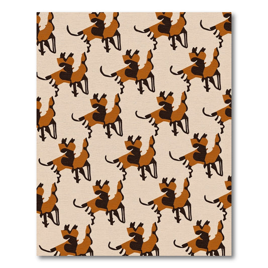 Brown Black Dog Abstract Pattern Rug