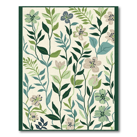 Botanical Vintage Greens Floral Foliage Rug