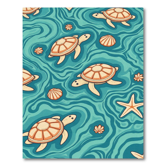 Oceanic Sea Turtle Swirl Composition Rug