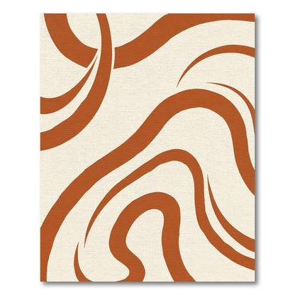 Terracotta Swirl Abstract Organic Flow Rug