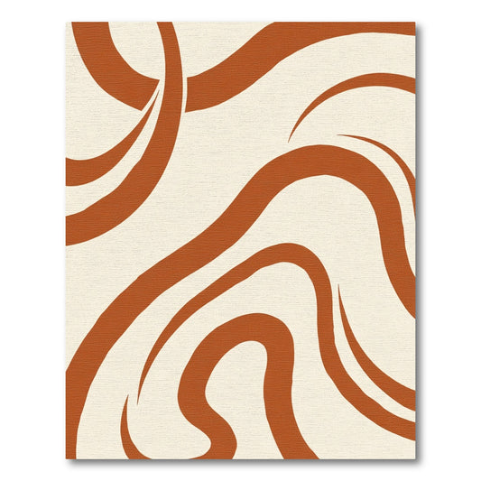 Terracotta Swirl Abstract Organic Flow Rug