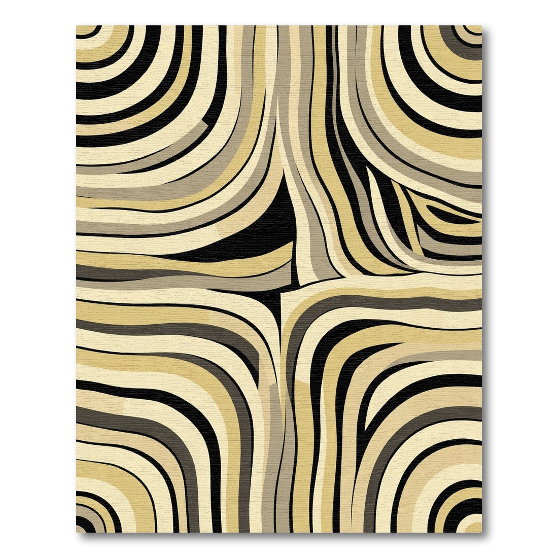 Serene Beige Black Wavy Bands Rug