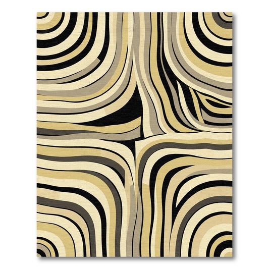 Serene Beige Black Wavy Bands Rug