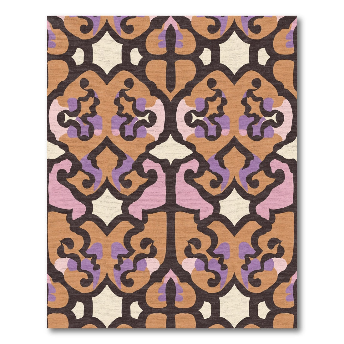 Ornate Brown Purple Cream Arabesque Rug