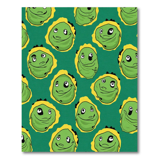 Cute Green Alien Faces Repeating Rug