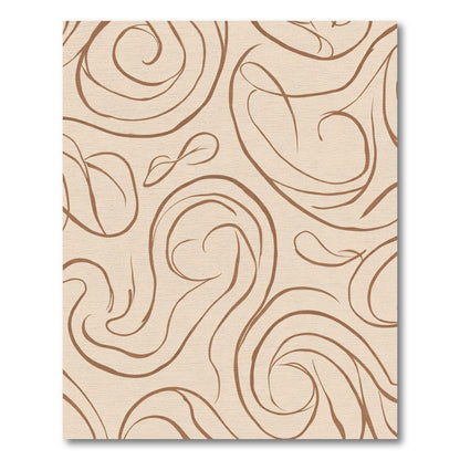 Neutral Brown Swirl Calligraphy Rug