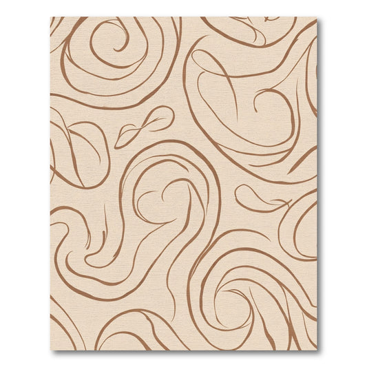 Neutral Brown Swirl Calligraphy Rug