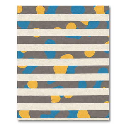 Abstract Yellow Blue Gray Striped Rug