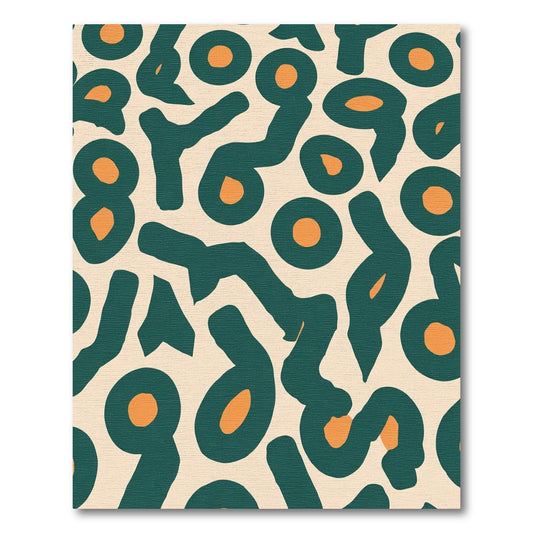 Teal Orange Abstract Amoeba Rug