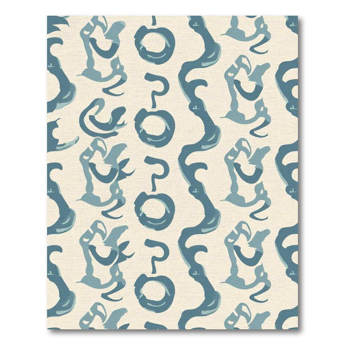 Aqua Organic Flowing Line Composition Rug