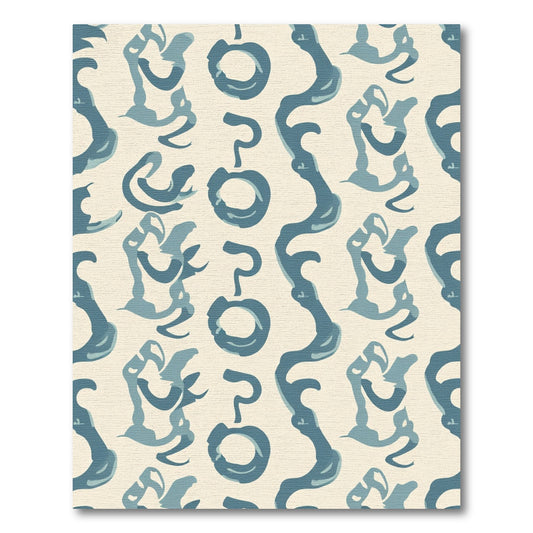 Aqua Organic Flowing Line Composition Rug