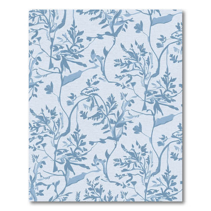 Light Blue Botanical Vine Art Rug