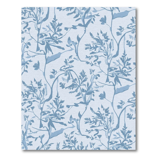 Light Blue Botanical Vine Art Rug