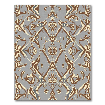 Earthy Neutral Swirl Abstract Medallion Rug