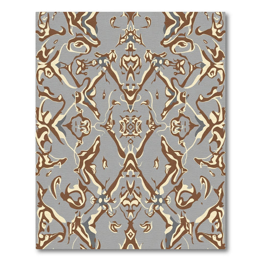Earthy Neutral Swirl Abstract Medallion Rug