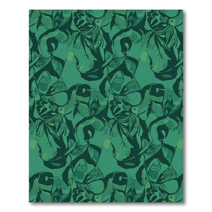 Deep Emerald Abstract Foliage Pattern Rug