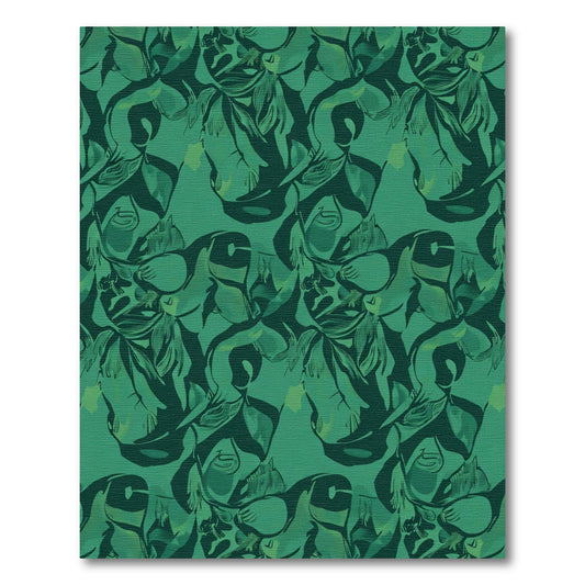 Deep Emerald Abstract Foliage Pattern Rug