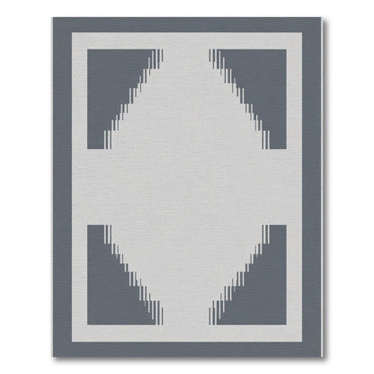 Modern Gray Geometric Tiered Design Rug