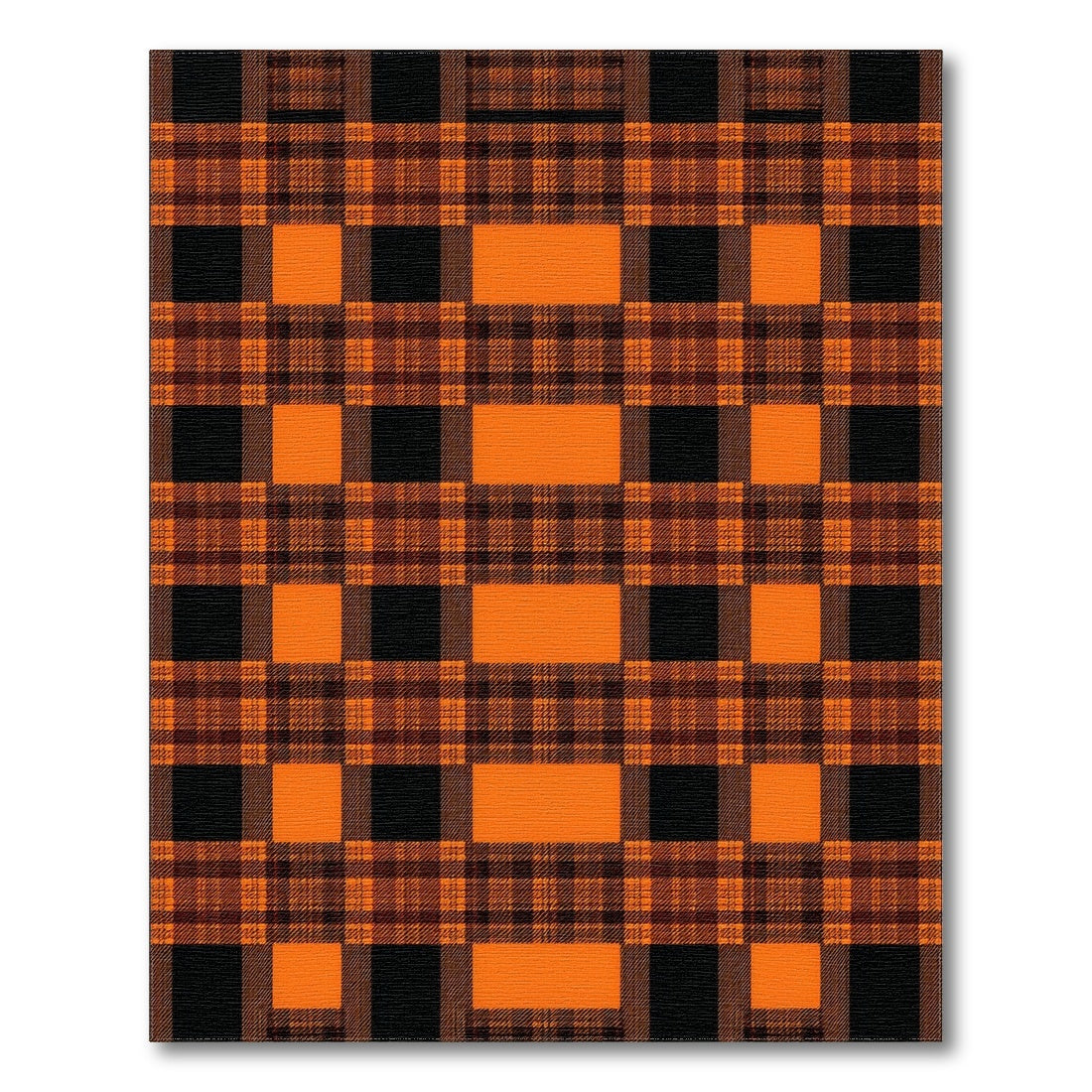 Orange Black Plaid Geometric Area Rug