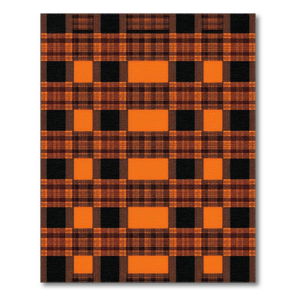 Orange Black Plaid Geometric Area Rug