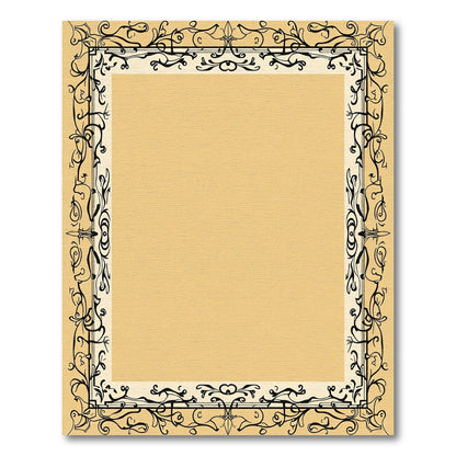 Cream Brown Ornate Vine Border Rug