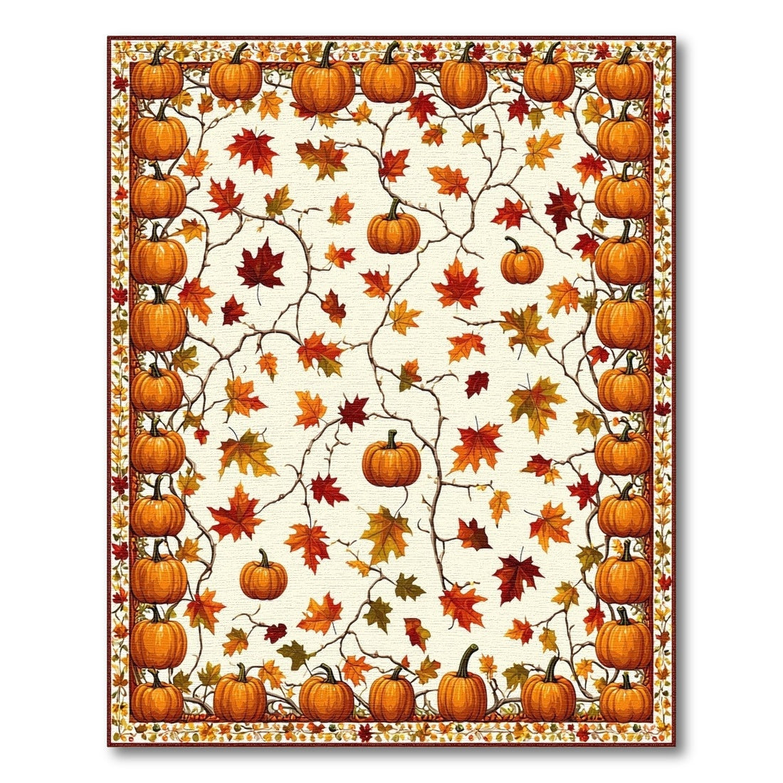 Autumn Rustic Farmhouse Autumn Pumpkin Harvest Area Rug
