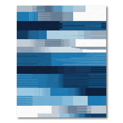 Azure Blues Geometric Blocks Rug
