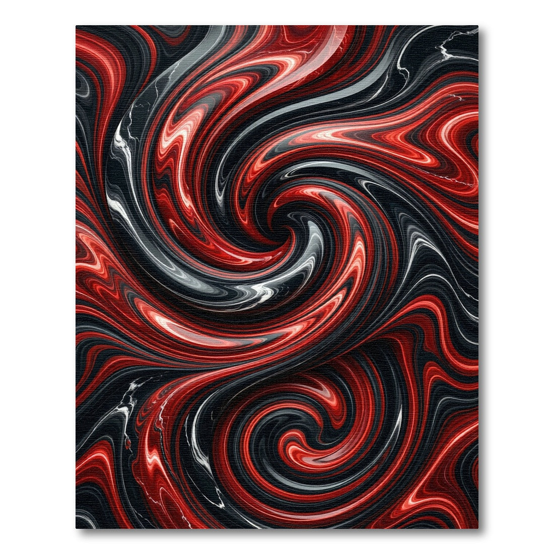 Crimson Black Swirl Abstract Rug