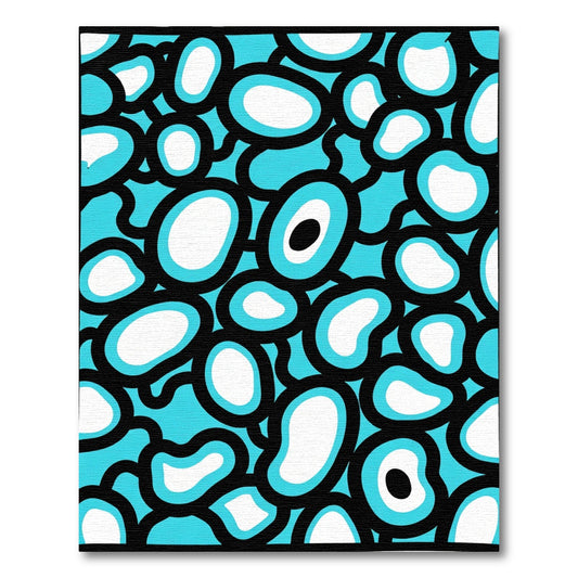 Abstract Aqua Organic Blob Collage Rug