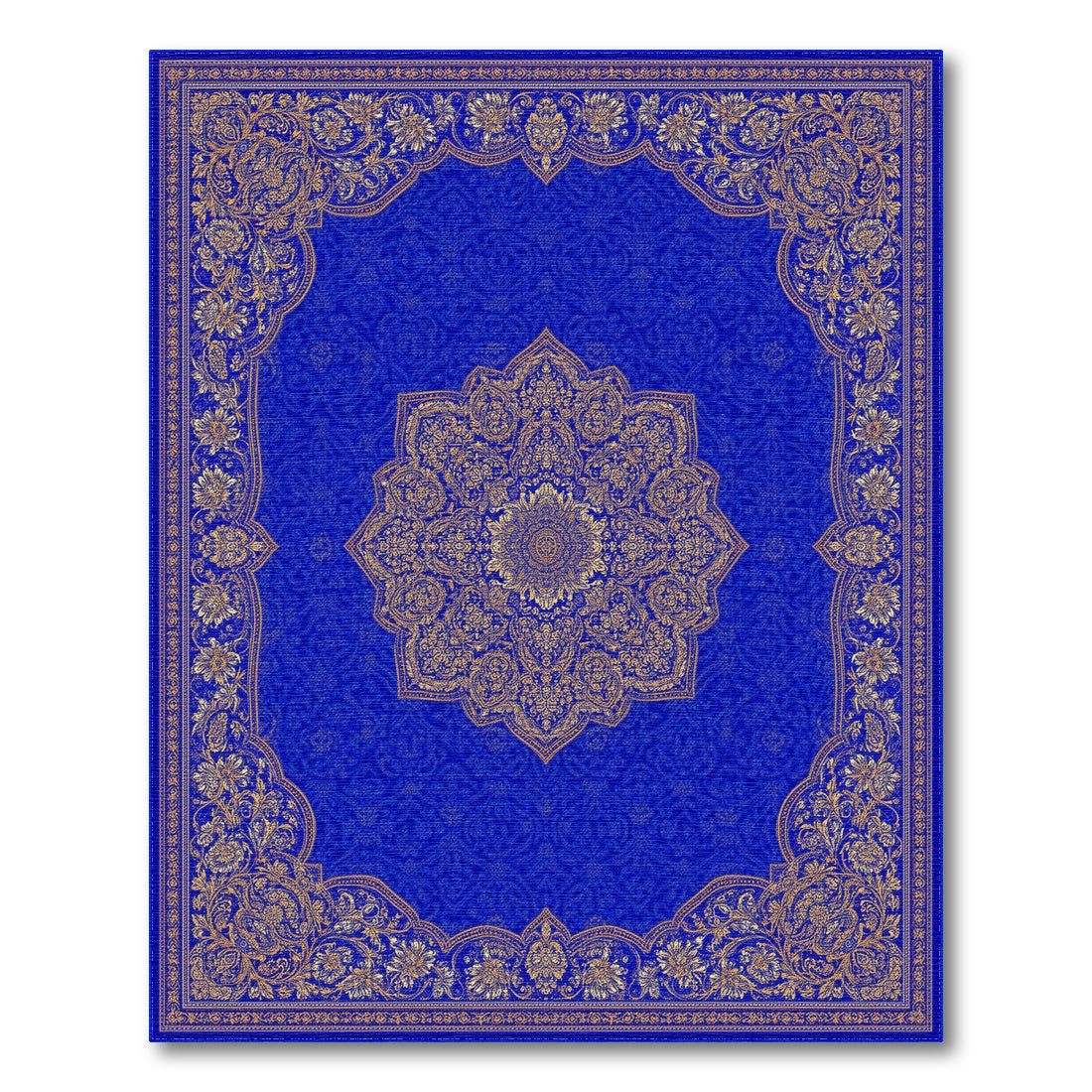 Traditional Persian Blue Gold Traditional Persian Area Rug